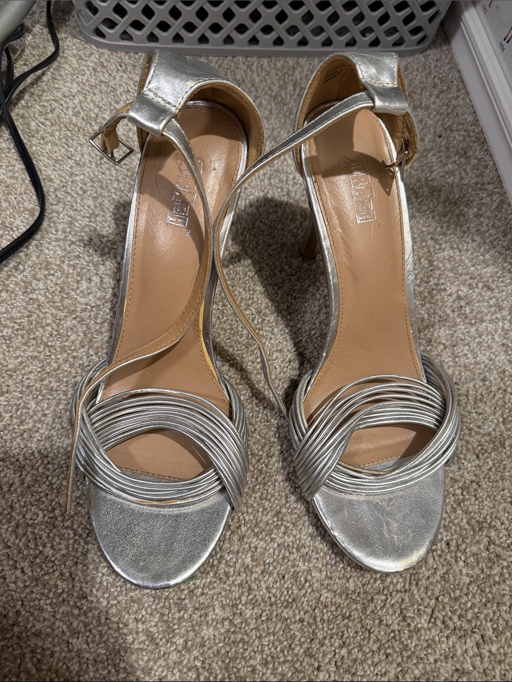 Brash Silver Metallic Strappy High Heel Sandals